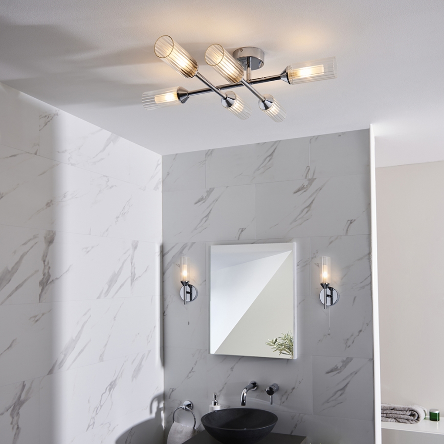 Endon 95045 - Kylpyhuoneen kiinteä kattokruunu NATORI 6xG9/3W/230V IP44 kiiltävä kromi