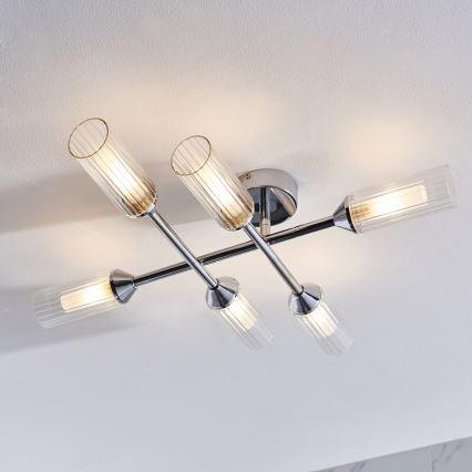 Endon 95045 - Kylpyhuoneen kiinteä kattokruunu NATORI 6xG9/3W/230V IP44 kiiltävä kromi