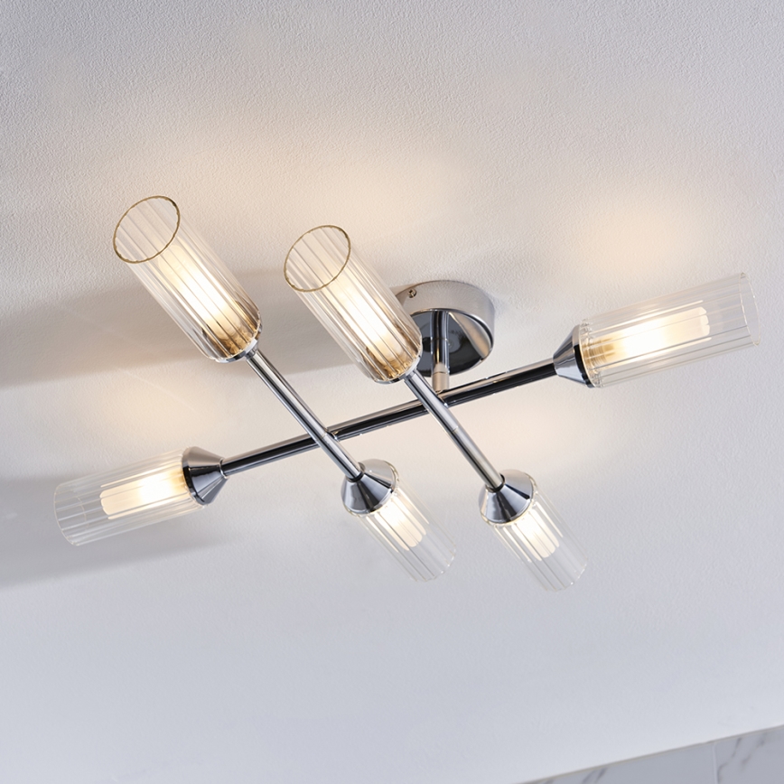 Endon 95045 - Kylpyhuoneen kiinteä kattokruunu NATORI 6xG9/3W/230V IP44 kiiltävä kromi