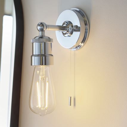 Endon 95505 - Kylpyhuoneen seinävalaisin MILLER 1xE27/6W/230V IP44 kiiltävä kromi