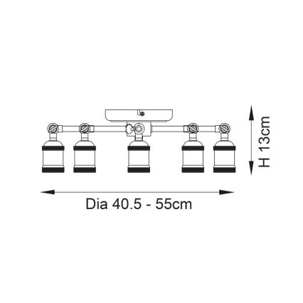 Endon 97244 - Kohdevalo HAL 5xE27/10W/230V messinki