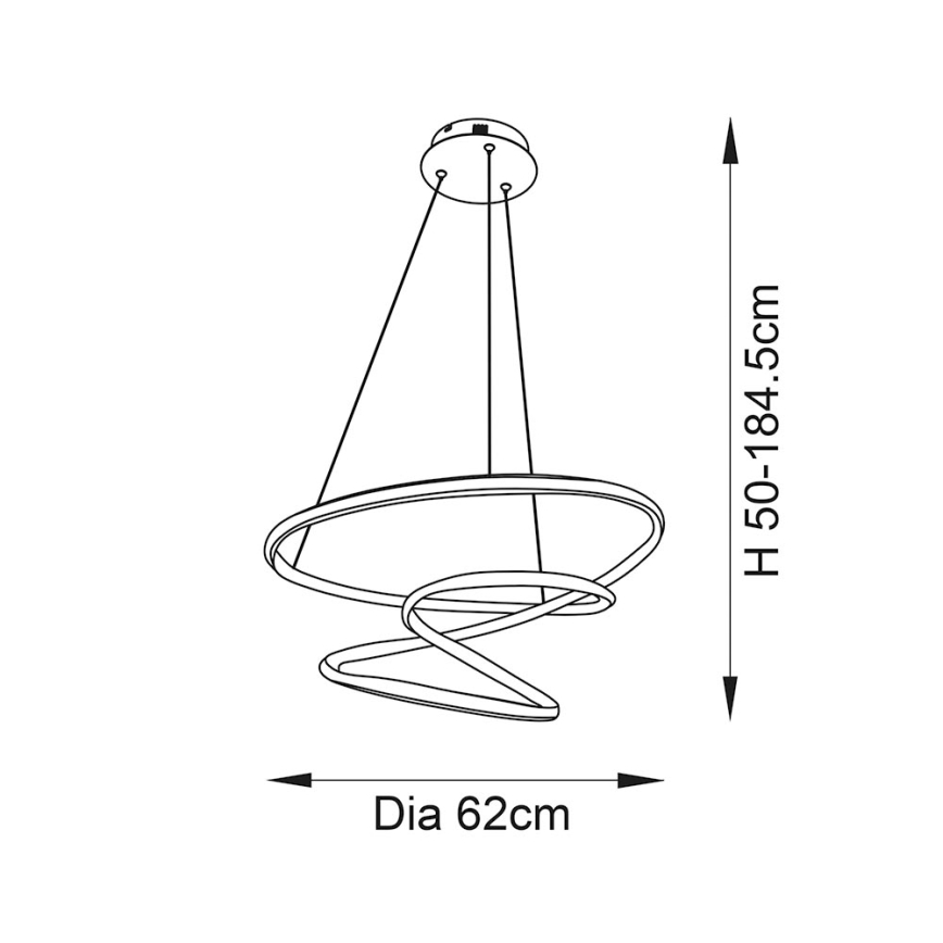 Endon 97632 - LED-riippuvalaisin ripustuskaapelilla DUNE LED/47,5W/230V 3000K musta