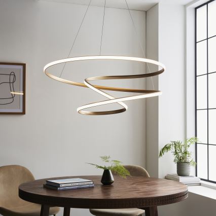 Endon 97639 - LED-himmennettävä vaijeririippuvalaisin TWIRL LED/88W/230V 3000K kultainen
