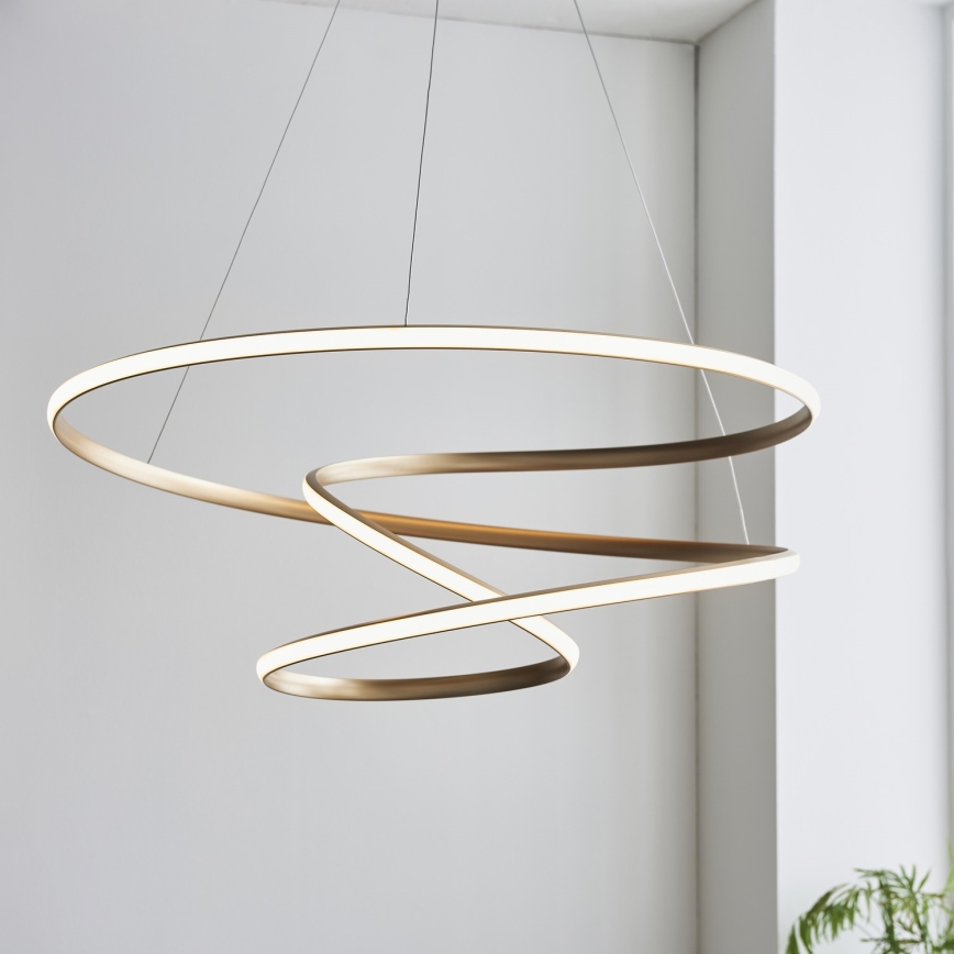 Endon 97639 - LED-himmennettävä vaijeririippuvalaisin TWIRL LED/88W/230V 3000K kultainen