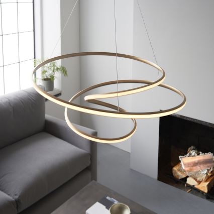 Endon 97639 - LED-himmennettävä vaijeririippuvalaisin TWIRL LED/88W/230V 3000K kultainen