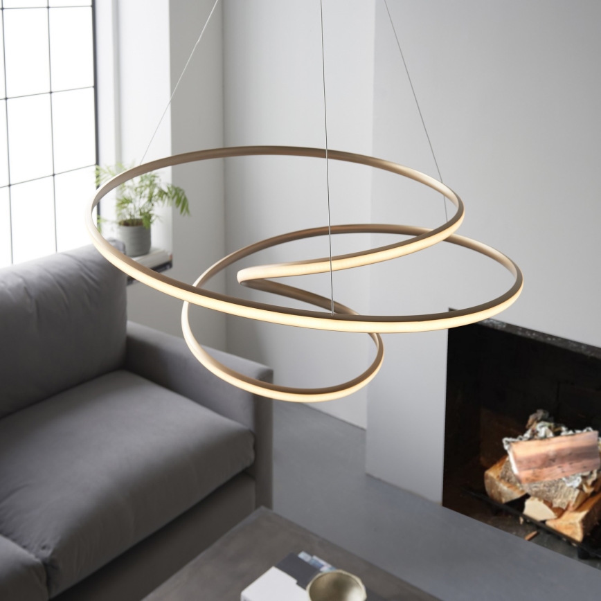 Endon 97639 - LED-himmennettävä vaijeririippuvalaisin TWIRL LED/88W/230V 3000K kultainen