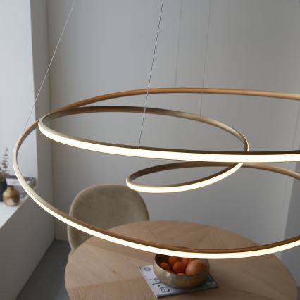 Endon 97645 - Himmennettävä LED-riippuvalaisin vaijerilla TWIRL LED/131W/230V 3000K kultainen