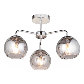 Endon 97971 - Pinta-asennettava kattovalaisin DIMPLE 3xE14/7W/230V kiiltävä kromi/savunharmaa