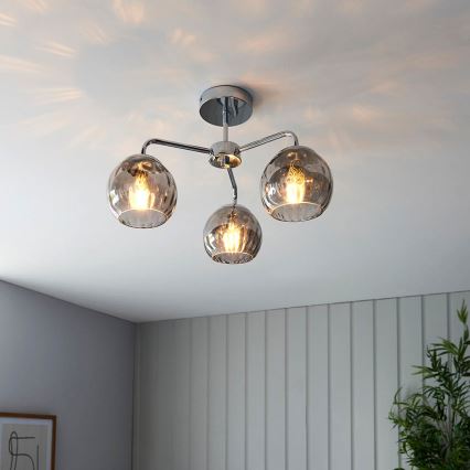 Endon 97971 - Pinta-asennettava kattovalaisin DIMPLE 3xE14/7W/230V kiiltävä kromi/savunharmaa