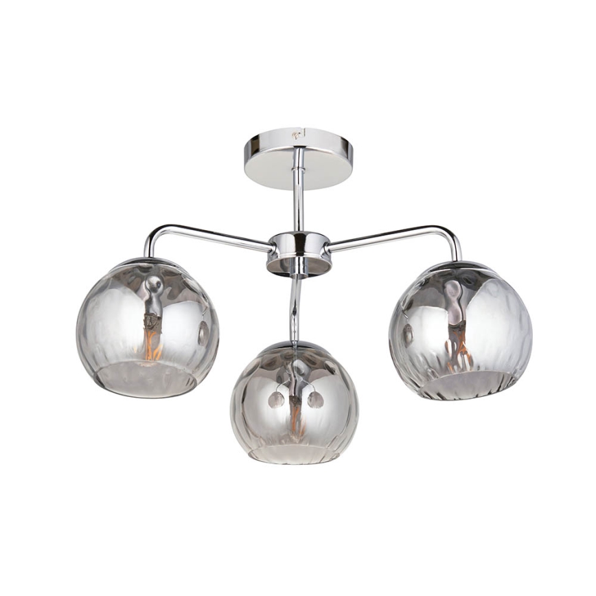 Endon 97971 - Pinta-asennettava kattovalaisin DIMPLE 3xE14/7W/230V kiiltävä kromi/savunharmaa