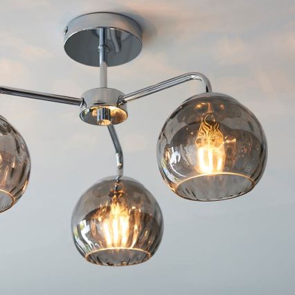 Endon 97971 - Pinta-asennettava kattovalaisin DIMPLE 3xE14/7W/230V kiiltävä kromi/savunharmaa