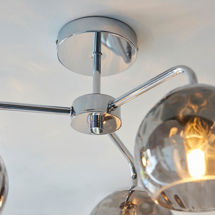 Endon 97971 - Pinta-asennettava kattovalaisin DIMPLE 3xE14/7W/230V kiiltävä kromi/savunharmaa