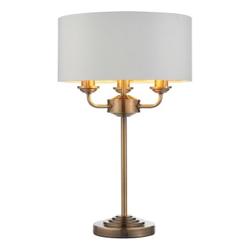 Endon 98932 - HIGHCLERE pöytälamppu 3xE14/18W/230V valkoinen/messinki, halkaisija 32 cm