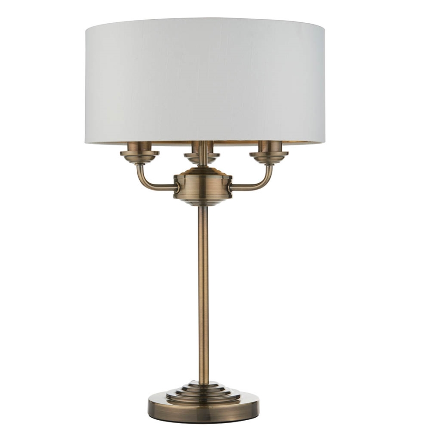 Endon 98932 - HIGHCLERE pöytälamppu 3xE14/18W/230V valkoinen/messinki, halkaisija 32 cm