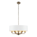 Endon 98933 - Kattokruunu ketjussa HIGHCLERE 6xE14/40W/230V valkoinen/messinki halkaisija 55 cm