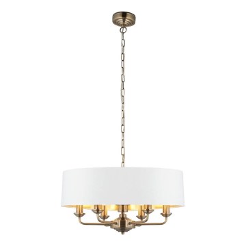 Endon 98933 - Kattokruunu ketjussa HIGHCLERE 6xE14/40W/230V valkoinen/messinki