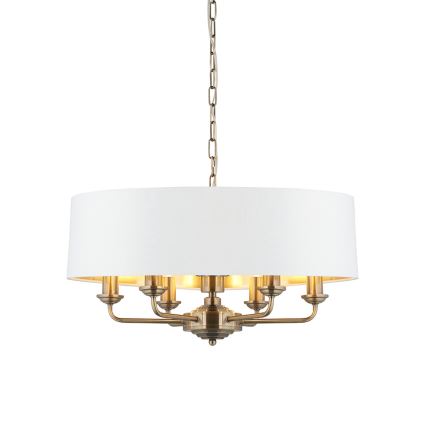 Endon 98933 - Kattokruunu ketjussa HIGHCLERE 6xE14/40W/230V valkoinen/messinki