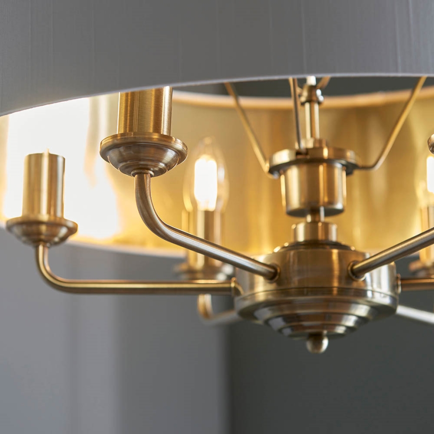 Endon 98933 - Kattokruunu ketjussa HIGHCLERE 6xE14/40W/230V valkoinen/messinki
