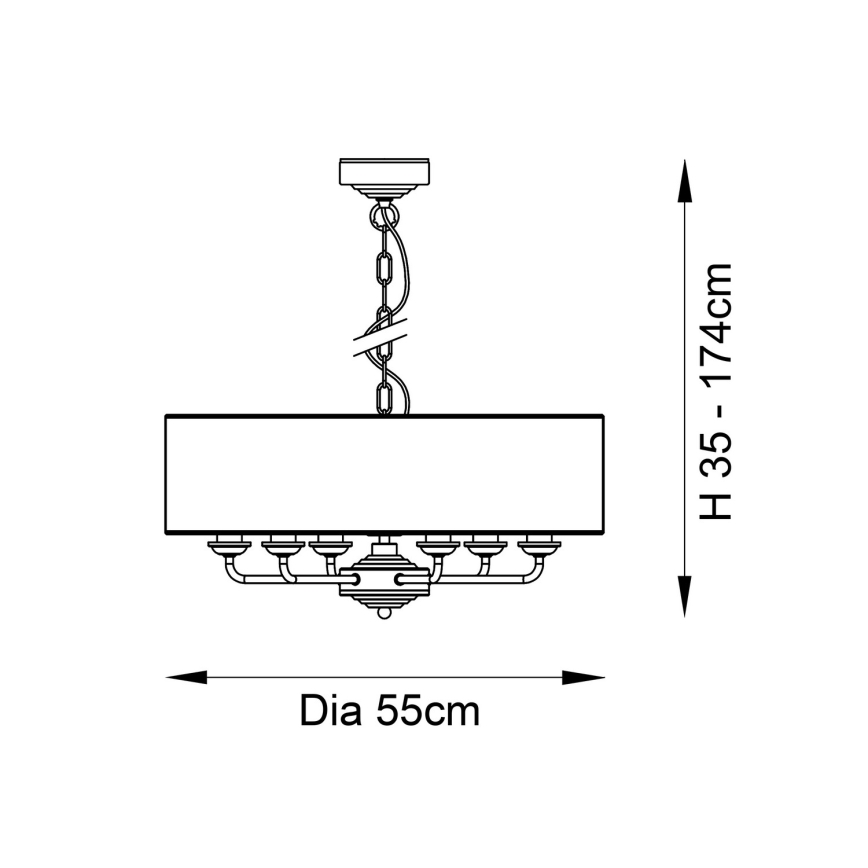 Endon 98933 - Kattokruunu ketjussa HIGHCLERE 6xE14/40W/230V valkoinen/messinki