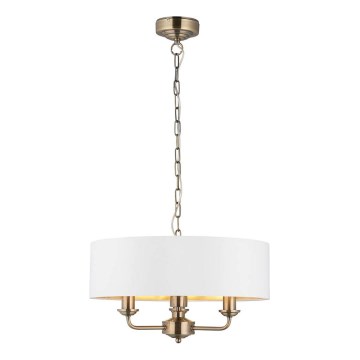 Endon 98934 - Kattokruunu ketjussa HIGHCLERE 3xE14/40W/230V valkoinen/messinki