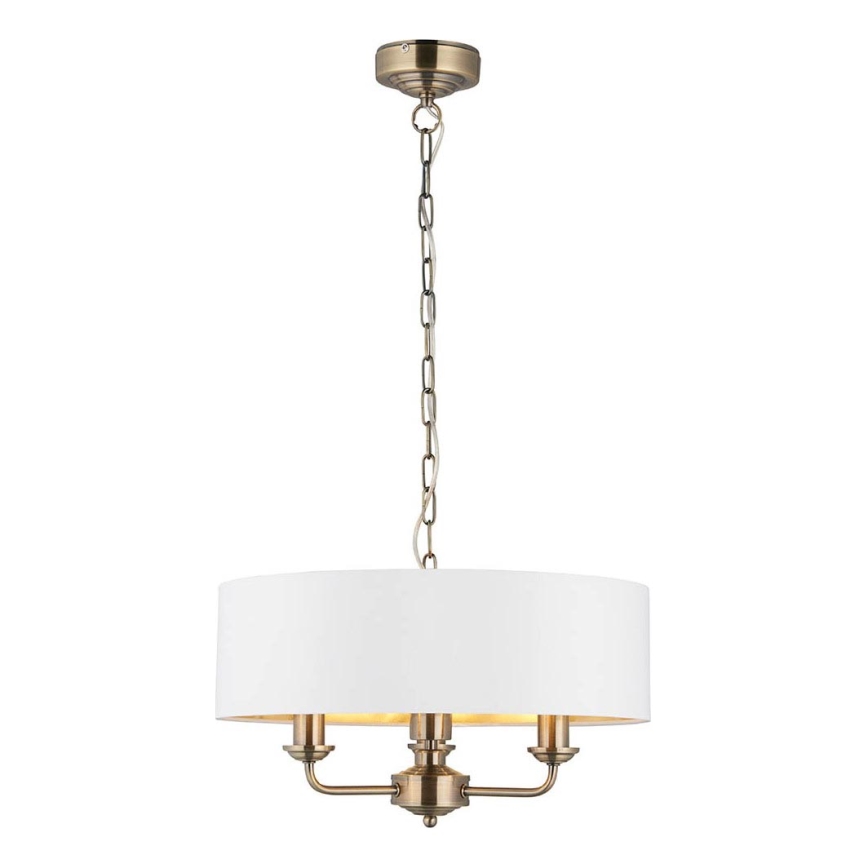 Endon 98934 - Kattokruunu ketjussa HIGHCLERE 3xE14/40W/230V valkoinen/messinki