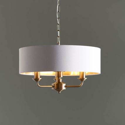 Endon 98934 - Kattokruunu ketjussa HIGHCLERE 3xE14/40W/230V valkoinen/messinki