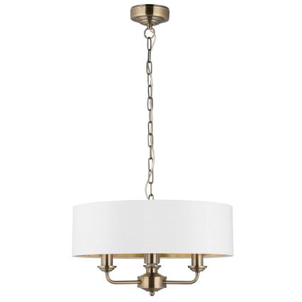 Endon 98934 - Kattokruunu ketjussa HIGHCLERE 3xE14/40W/230V valkoinen/messinki