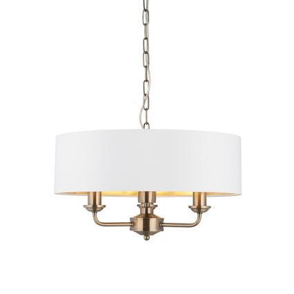 Endon 98934 - Kattokruunu ketjussa HIGHCLERE 3xE14/40W/230V valkoinen/messinki