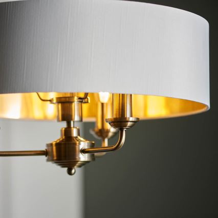 Endon 98934 - Kattokruunu ketjussa HIGHCLERE 3xE14/40W/230V valkoinen/messinki