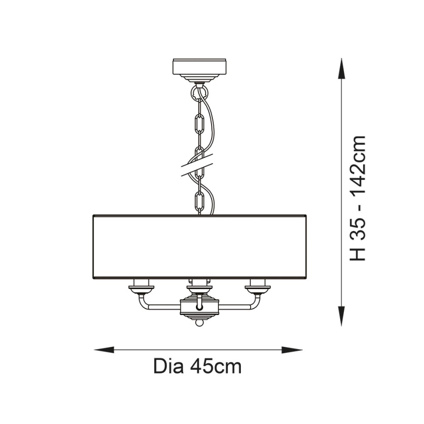Endon 98934 - Kattokruunu ketjussa HIGHCLERE 3xE14/40W/230V valkoinen/messinki