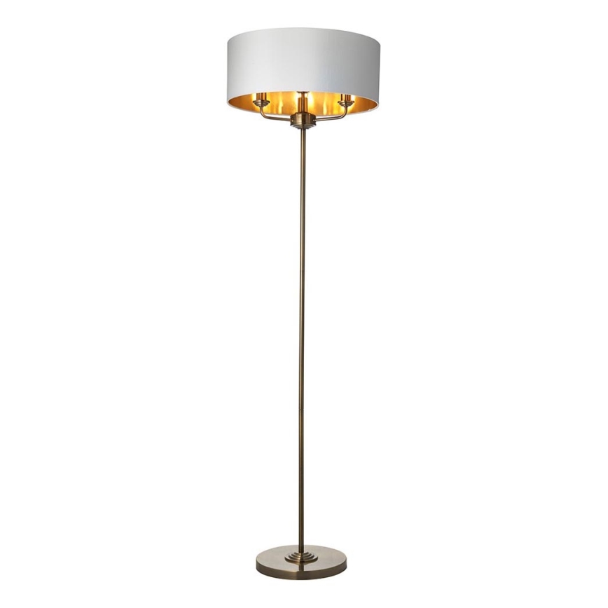 Endon 98935 - Lattialamppu HIGHCLERE 3xE14/40W/230V valkoinen/messinki halkaisija 47 cm