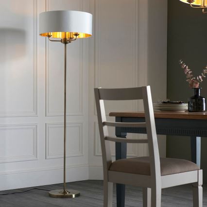 Endon 98935 - Lattialamppu HIGHCLERE 3xE14/40W/230V valkoinen/messinki halkaisija 47 cm