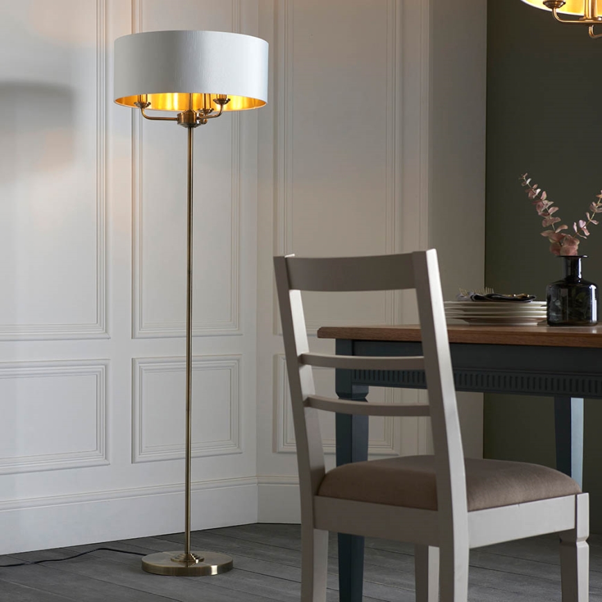 Endon 98935 - Lattialamppu HIGHCLERE 3xE14/40W/230V valkoinen/messinki halkaisija 47 cm