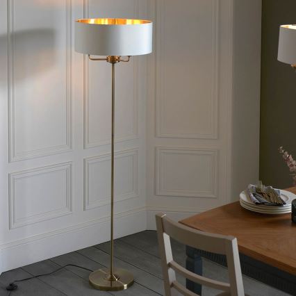 Endon 98935 - Lattialamppu HIGHCLERE 3xE14/40W/230V valkoinen/messinki halkaisija 47 cm