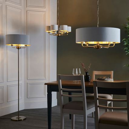 Endon 98936 - Kattokruunu ketjussa HIGHCLERE 6xE14/28W/230V valkoinen/messinki
