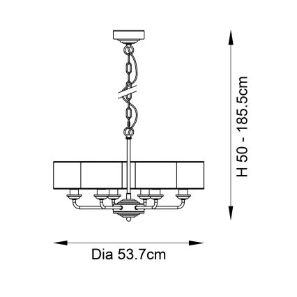 Endon 98936 - Kattokruunu ketjussa HIGHCLERE 6xE14/28W/230V valkoinen/messinki