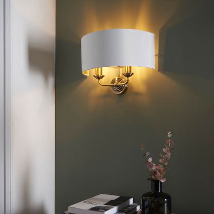 Endon 98937 - Seinävalaisin HIGHCLERE 2xE14/40W/230V valkoinen/messinki