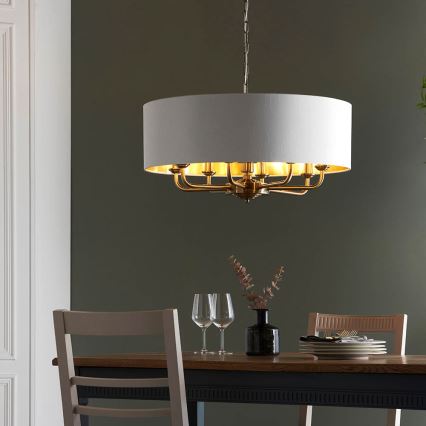 Endon 98938 - HIGHCLERE riippuvalaisin ketjulla 8xE14/40W/230V halkaisija 70 cm valkoinen/messinki