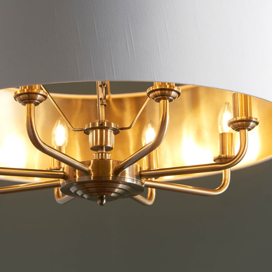 Endon 98938 - HIGHCLERE riippuvalaisin ketjulla 8xE14/40W/230V halkaisija 70 cm valkoinen/messinki