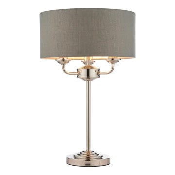 Endon 99149 - Pöytävalaisin HIGHCLERE 3xE14/18W/230V harmaa/kiiltävä kromi halkaisija 32 cm