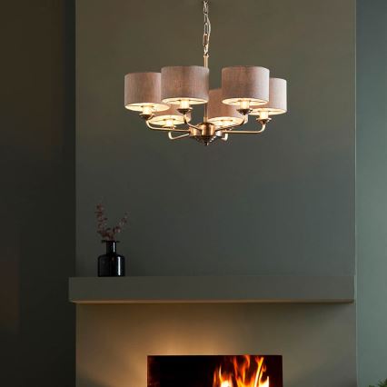 Endon 99151 - Riippuvalaisin ketjulla HIGHCLERE 6xE14/28W/230V harmaa/mattakromi halkaisija 53 cm