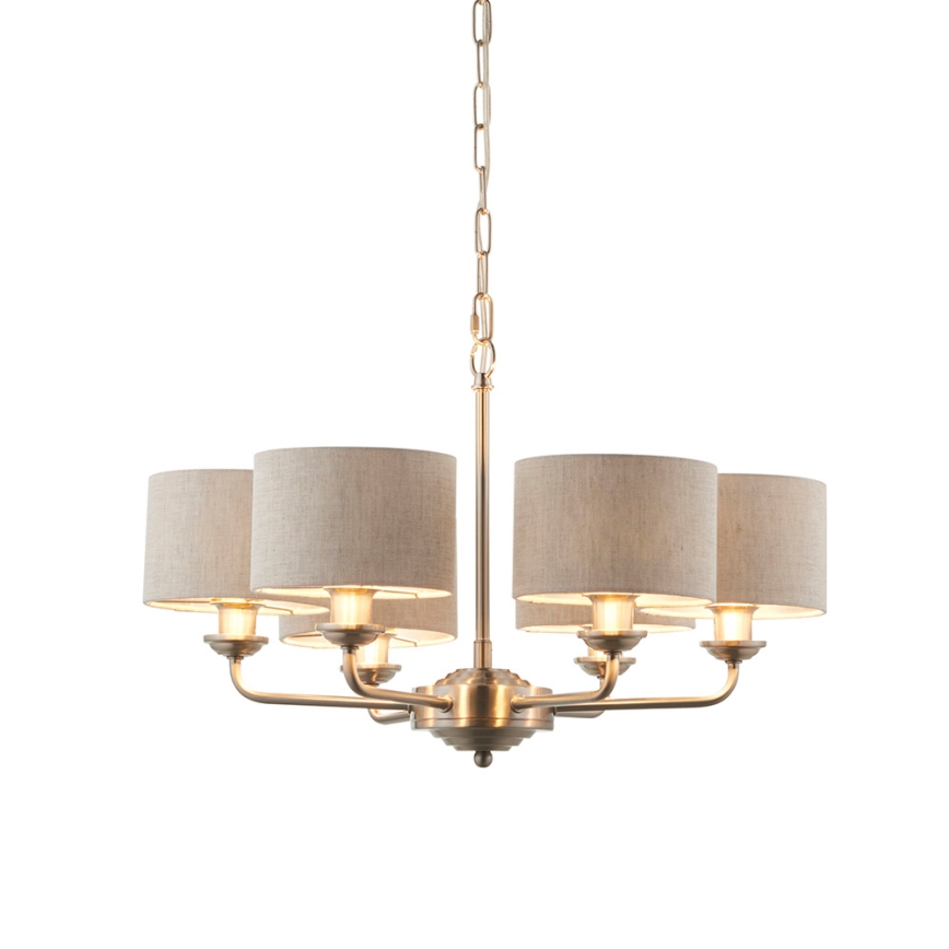 Endon 99151 - Riippuvalaisin ketjulla HIGHCLERE 6xE14/28W/230V harmaa/mattakromi halkaisija 53 cm