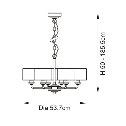 Endon 99151 - Riippuvalaisin ketjulla HIGHCLERE 6xE14/28W/230V harmaa/mattakromi halkaisija 53 cm