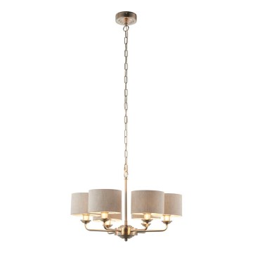 Endon 99151 - Riippuvalaisin ketjulla HIGHCLERE 6xE14/28W/230V harmaa/mattakromi halkaisija 53 cm