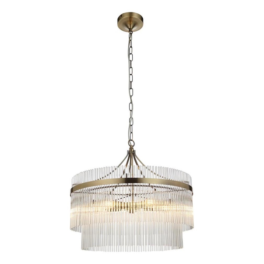 Endon 99166 - Ketjulla ripustettava kattokruunu MARIETTA 5xE14/7W/230V messinki/kirkas