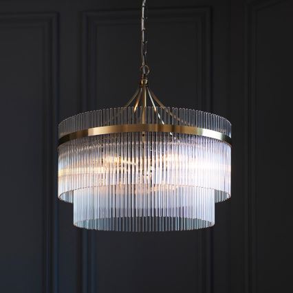 Endon 99166 - Ketjulla ripustettava kattokruunu MARIETTA 5xE14/7W/230V messinki/kirkas