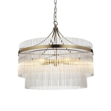 Endon 99166 - Ketjulla ripustettava kattokruunu MARIETTA 5xE14/7W/230V messinki/kirkas