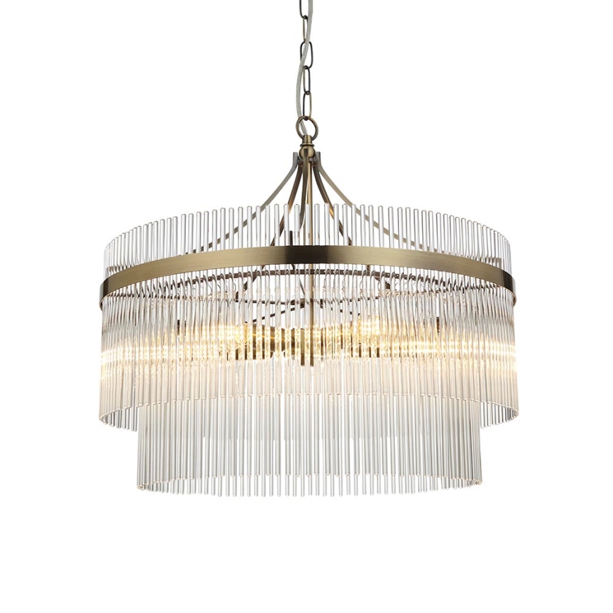 Endon 99166 - Ketjulla ripustettava kattokruunu MARIETTA 5xE14/7W/230V messinki/kirkas
