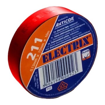 Eristeteippi ELECTRIX 15mm x 10m punainen