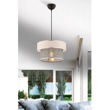ERO-riippuvalaisin vaijerilla 1xE27/60W/230V kerma/harmaa